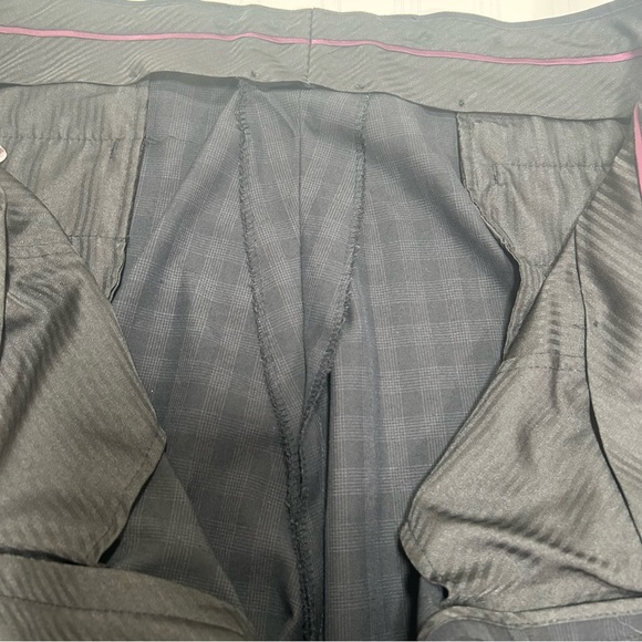 Sean John Fine Custom Tailored Black Checked Uncuffed Trousers Men’s 40Wx29L - Picture 8 of 13